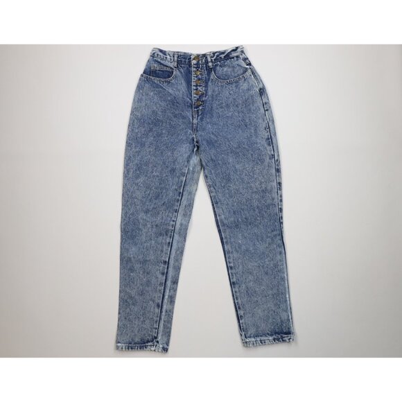Vintage 80s 90s Streetwear Womens 9 Distressed Acid Wash Tapered Leg Jeans USA - Picture 1 of 16